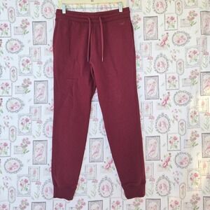Hollister Men's ST (Short) Burgundy Fleece Jogger Sweatpants Drawstring Cuffs